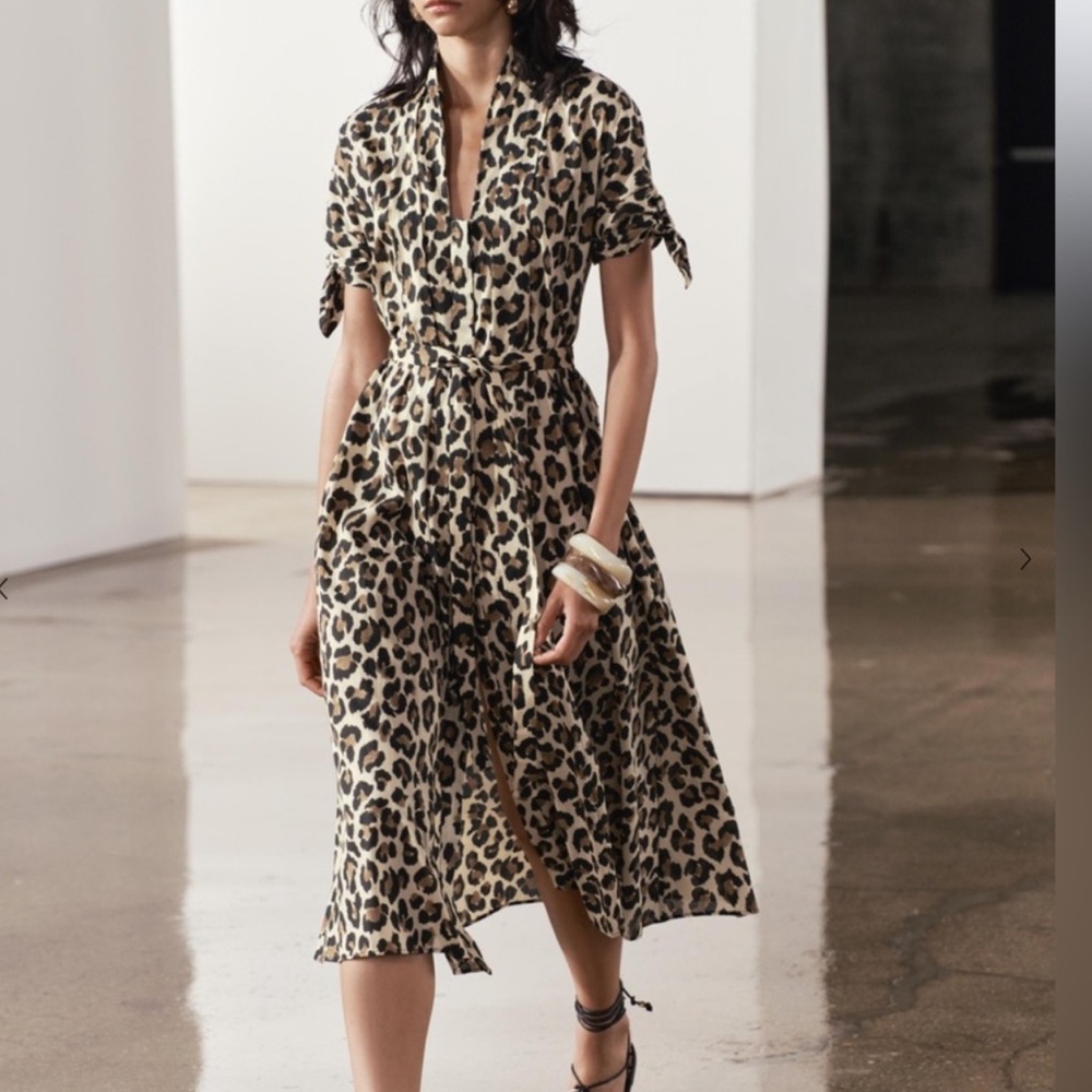 ZARA NWT WOMAN SS24 ANIMAL PRINT SHIRT DRESS ZW COLLECTION LEOPARD | 2183/060